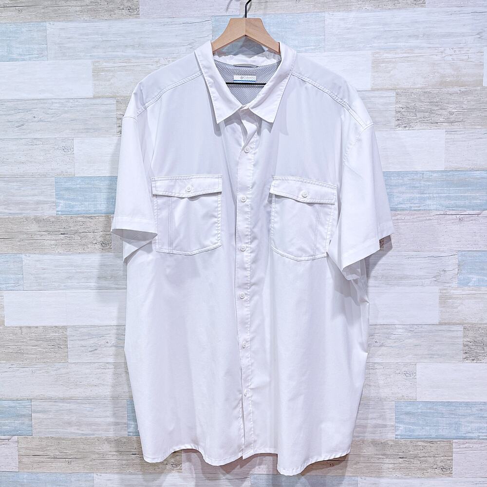 Columbia Utilizer Short Sleeve Shirt White Omni Shade Hiking Fishing Mens 4X 4XL